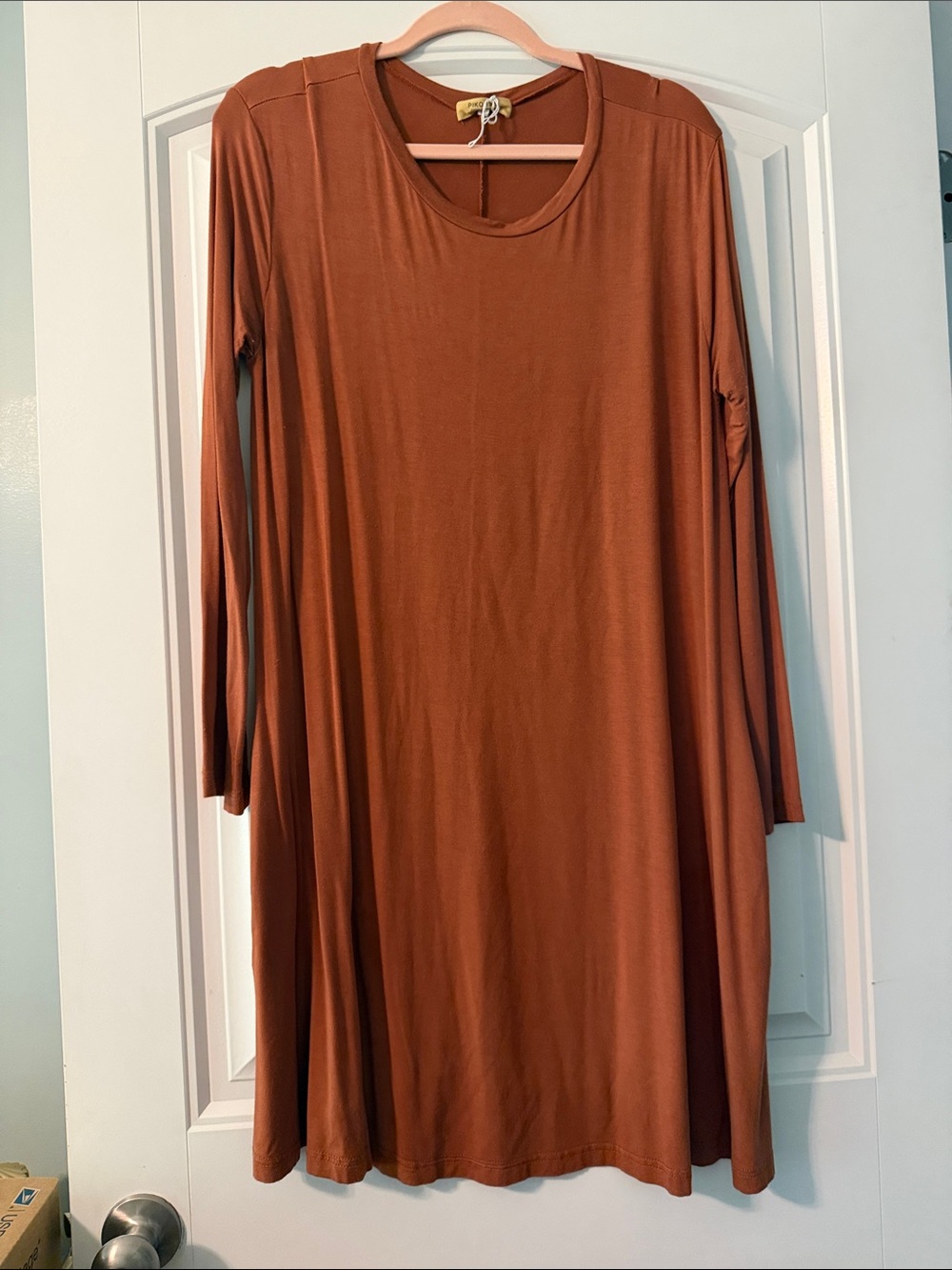Piko 1988 Long Sleeve Swing Dress in Rust